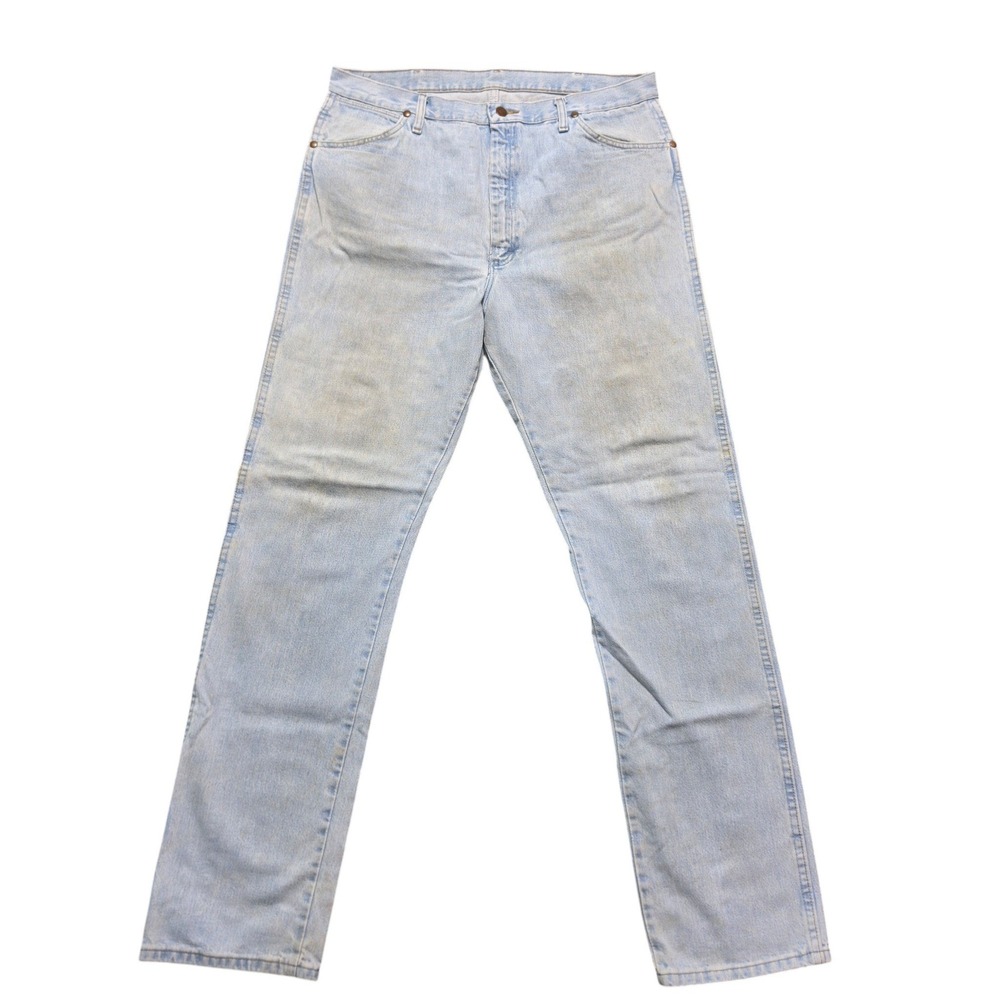 90s Vintage Distressed 13MWZGH Straight Leg Jeans Mens 38x36 Light Blue Wrangler
